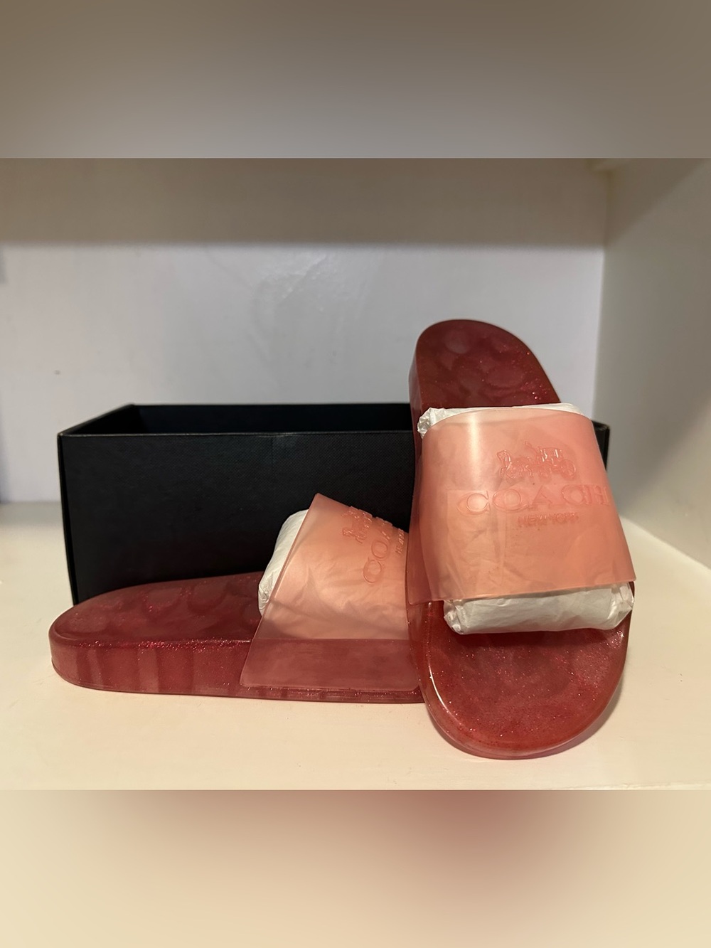 Coach Women’s Ulyssa Pink Jelly Slides